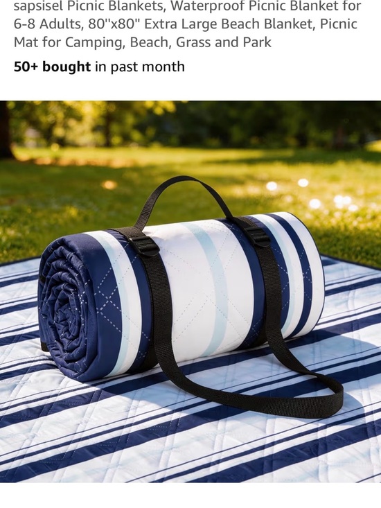 Other - Striped Outdoor Picnic Blanket - Navy & White